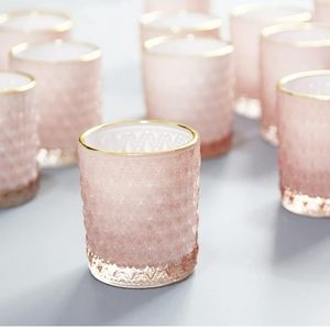 12 pink & gold votive candle holders. wedding
